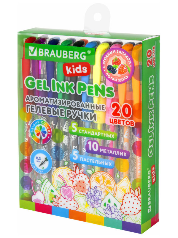 

Ручки гелевые Brauberg Kids Fruits Ароматизированные 20 цветов 143824, Kids Fruits 143824