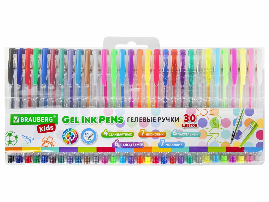 

Ручки гелевые Brauberg Kids 30 цветов 143819, Kids 143819