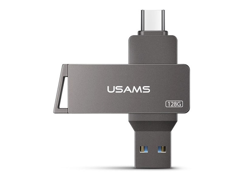 фото Usb flash drive 128gb - usams us-zb201 rotatable high speed grey zb201up01