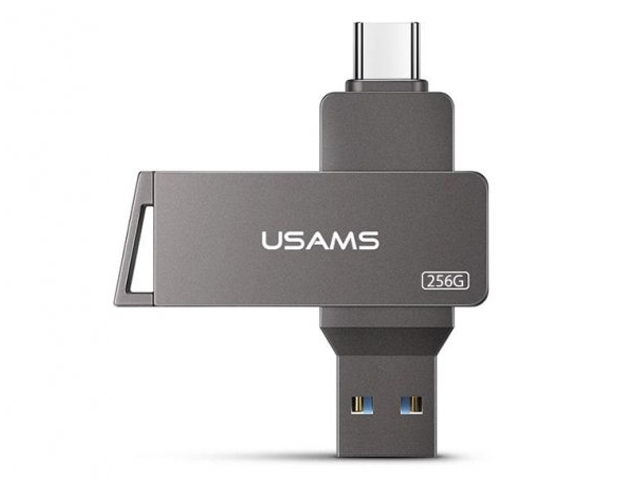 фото Usb flash drive 256gb - usams us-zb202 rotatable high speed grey zb202up01