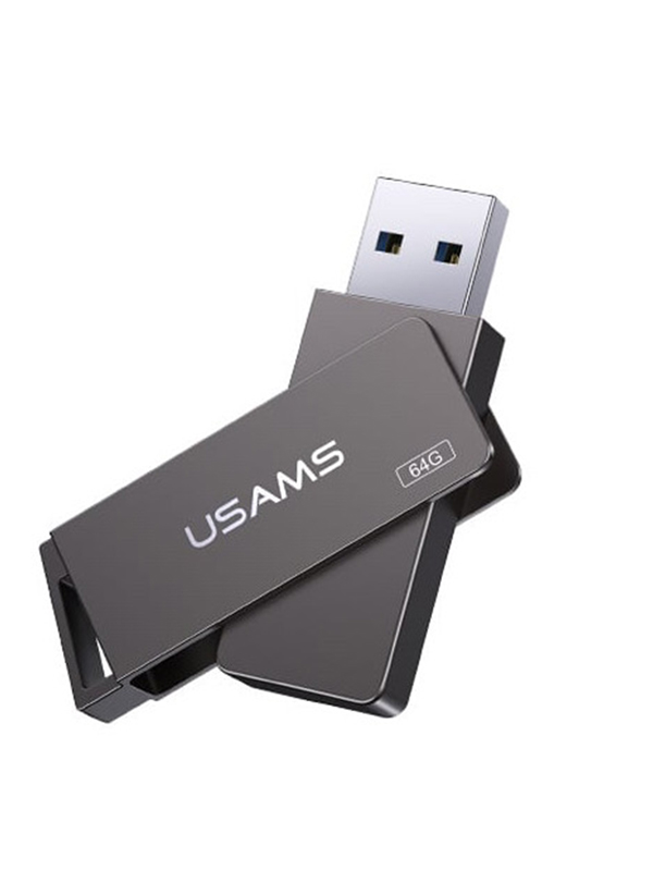 фото Usb flash drive 64gb - usams us-zb196 rotatable high speed grey zb196up01