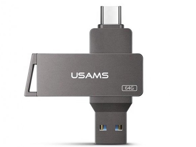 

USB Flash Drive 64Gb - Usams US-ZB200 Rotatable High Speed Grey ZB200UP01, US-ZB200