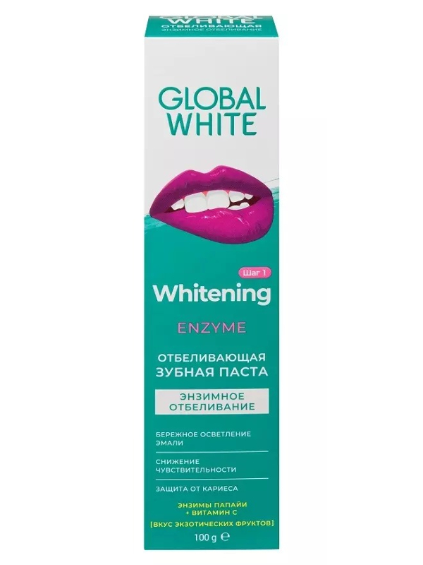 

Зубная паста Global White Отбеливающая энзимная 100g 4605370027600, 4605370027600