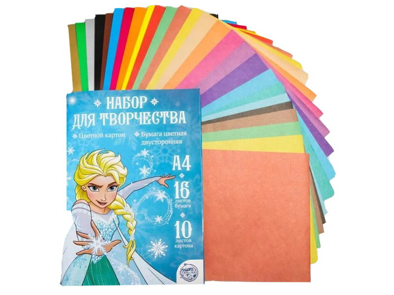 Набор цветной бумаги и картона Disney Холодное сердце Эльза А4 10 + 16 листов 4979445
