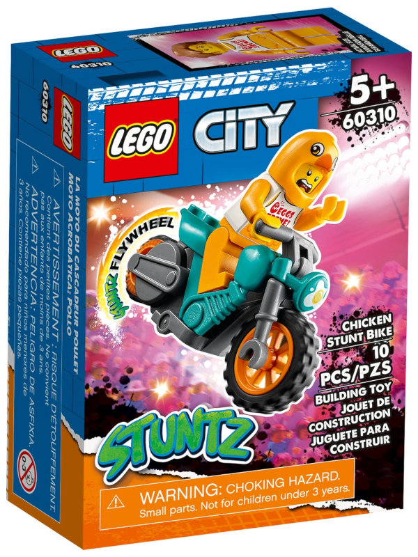 

Lego City Stuntz Трюковый мотоцикл с цыплёнком 10 дет. 60310, 60310