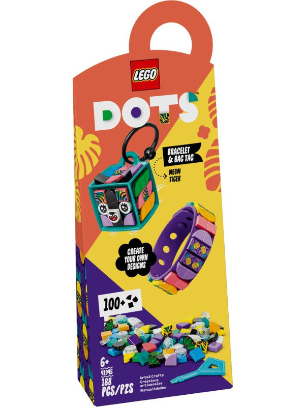 фото Lego dots браслет и бирка для сумки неоновый тигр 188 дет. 41945