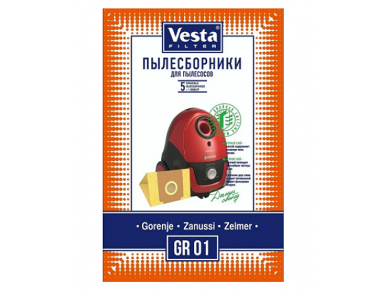 

Бумажные пылесборники Vesta Filter 5шт + фильтр GR 01, GR 01