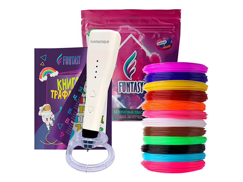 3D ручка Funtasy Piccolo + ABS-пластик 12 цветов + книжка с трафаретами White SET31-FY-PIWH цена и фото