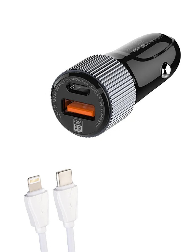 

Зарядное устройство Ldnio C510Q 1xUSB QC 3.0 + 1xUSB PD + Cable PD-L Black LD_B4597, C510Q