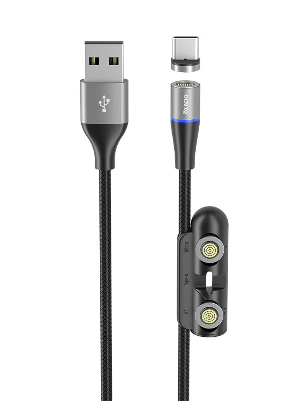 

Аксессуар Olmio MagCable 3 in 1 USB 2.0 - MicroUSB/Type-C/Lightning 1.2m Black 41662, 41662