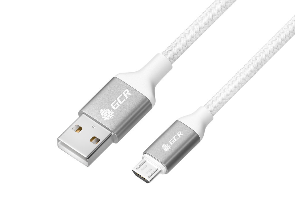 

Аксессуар GCR QC USB - MicroUSB 1.5m Silver-White GCR-52469, GCR-52469