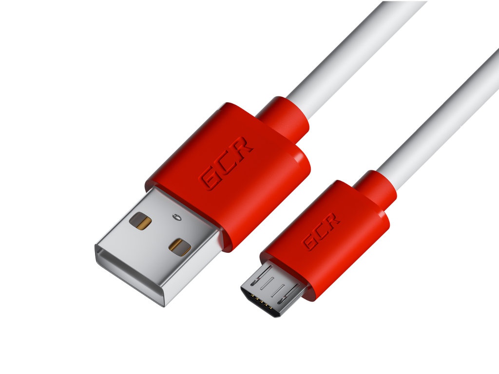 

Аксессуар GCR QC USB - MicroUSB 2.0m White-Red GCR-53217, GCR-53217