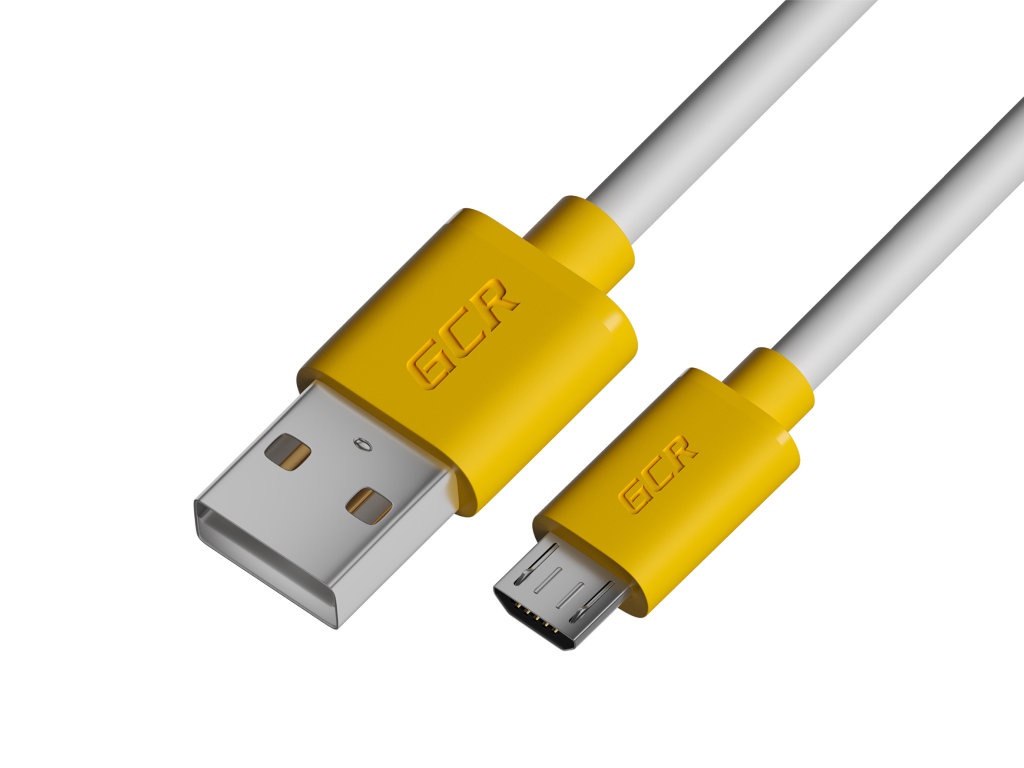 

Аксессуар GCR USB - MicroUSB 2.0m White-Yellow GCR-53223, GCR-53223