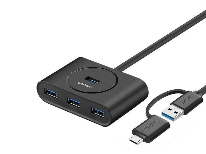 

Хаб USB Ugreen CR113 USB 3.0 Hub with USB Type-C Port 1m Black 40850, CR113