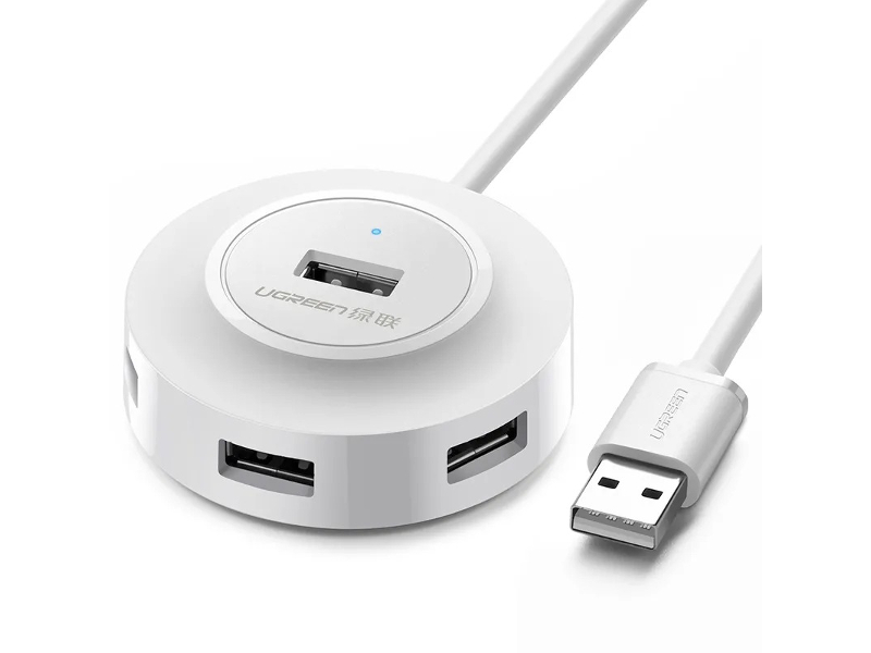Хаб USB Ugreen CR106 USB 2.0 Hub 4 Ports 1m White 20270 ugreen ug 20283 usb 3 0 4 ports 0 8m white
