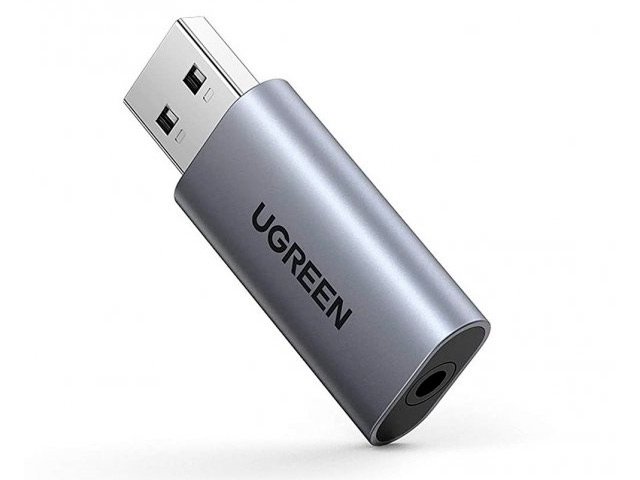 фото Звуковая карта ugreen cm383 usb 2.0 to 3.5mm audio adapter grey 80864