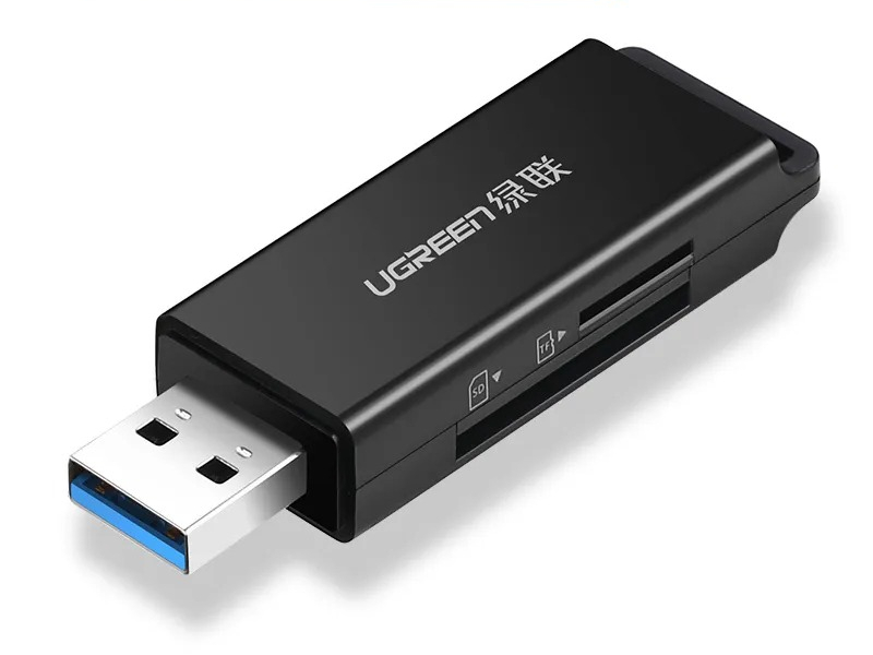 

Карт-ридер Ugreen CM104 USB 3.0 to TF + SD Dual Card Reader Black 40752, CM104