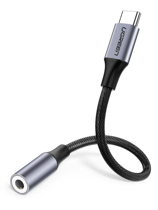 Аксессуар Ugreen AV142 USB Type-C to 3.5mm Female Cable 10cm Grey 30632 аксессуар atcom type c jack 3 5mm 10cm at2809