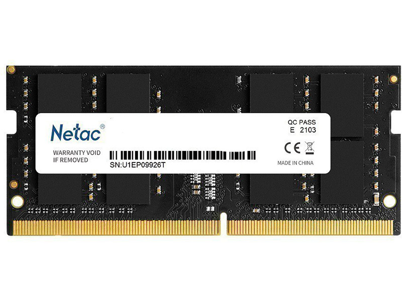 Модуль памяти Netac DDR4 SO-DIMM PC25600 3200Mhz CL22 - 8Gb NTBSD4N32SP-08 модуль памяти so dimm ddr 4 dimm 16gb pc25600 3200mhz netac ntbsd4n32sp 16 c22