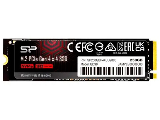 Твердотельный накопитель Silicon Power UD90 PCIe Gen 4x4 SP250GBP44UD9005 твердотельный накопитель crucial p2 pcie m 2 2280ss 500gb ssdct500p2ssd8