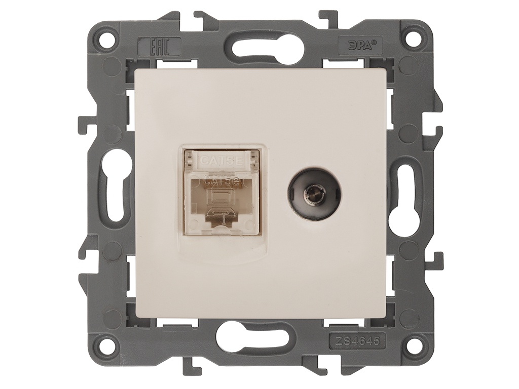 

Розетка Эра Elegance RJ45+TV IP20 Ivory 14-3110-02 / Б0034315, Б0034315