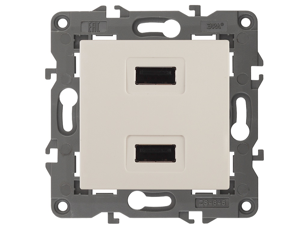 

Розетка Эра Elegance USB 230V 5В-2100mAh IP20 Ivory 14-4110-02 / Б0034359, Б0034359