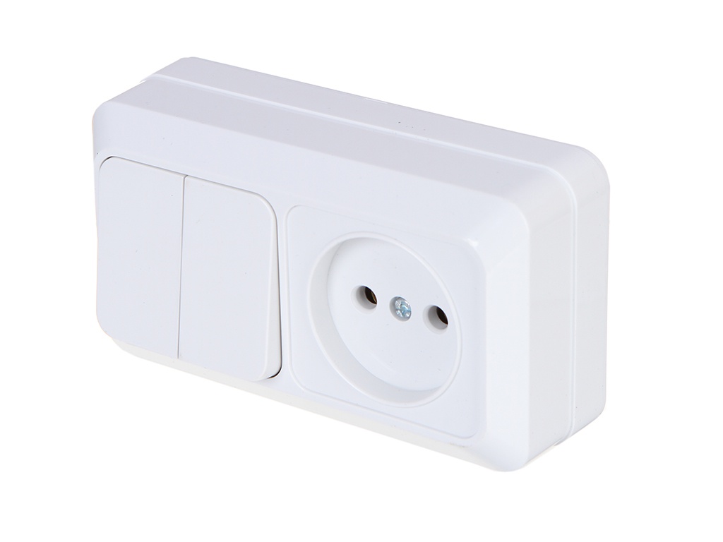 фото Блок комбинированный tdm-electric ладога 10а + розетка 2п 10а ip20 white sq1801-0106