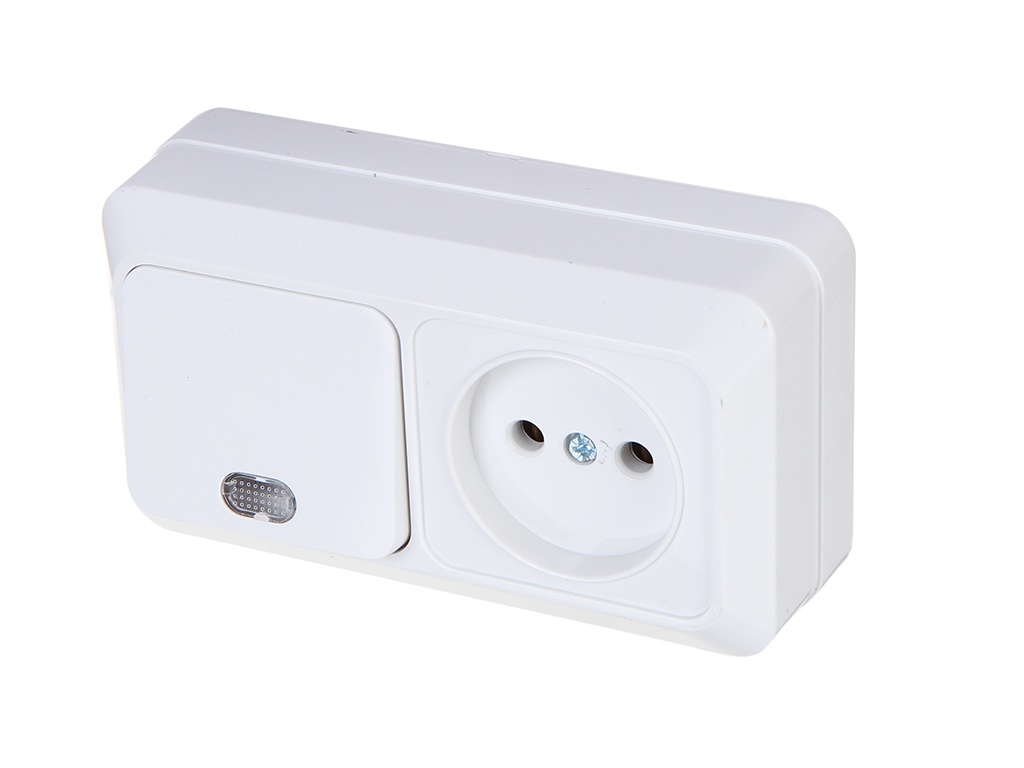 фото Блок комбинированный tdm-electric ладога 10а + розетка 2п 10а ip20 white sq1801-0107