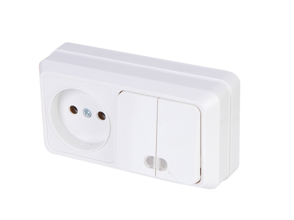 фото Блок комбинированный tdm-electric ладога 10а + розетка 2п 10а ip20 white sq1801-0108