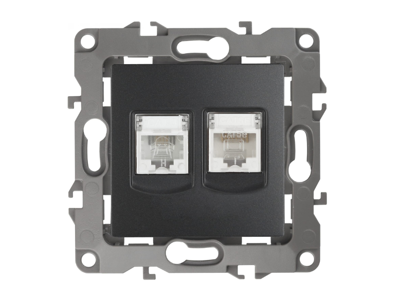 

Розетка Эра 12 RJ45+RJ11 IP20 Anthracite 12-3109-05 / Б0018252, Б0018252
