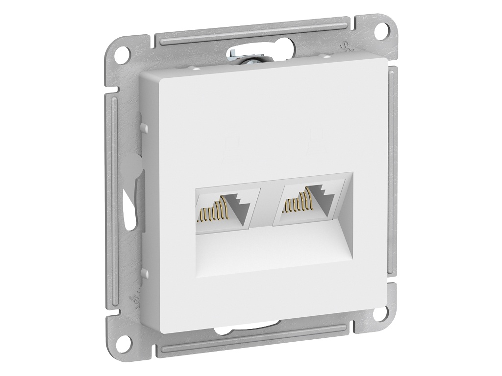 фото Розетка schneider electric se atlasdesign rj45+rj45 cat.5e white se atn000185