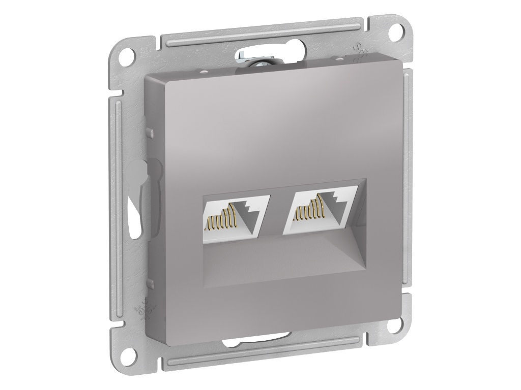 

Розетка Schneider Electric SE AtlasDesign RJ45+RJ45 cat.5E Aluminum SE ATN000385, SE ATN000385