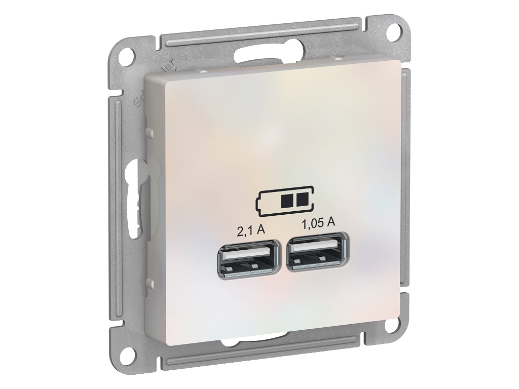 

Розетка Schneider Electric SE AtlasDesign 2xUSB 5V Pearl SE ATN000433, SE ATN000433