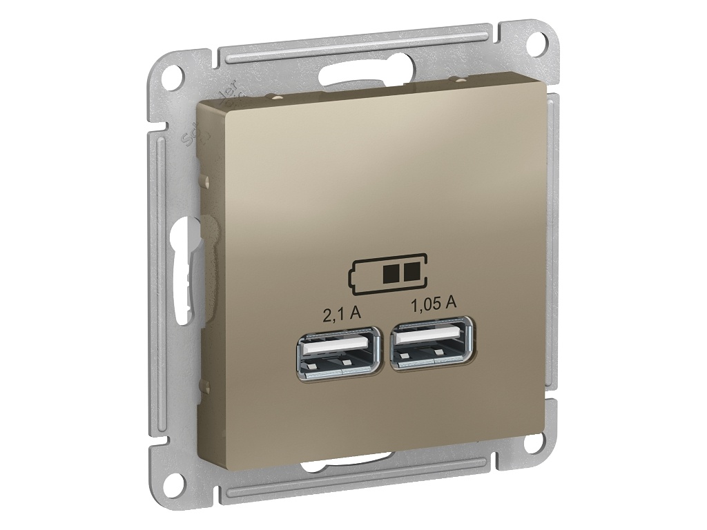 

Розетка Schneider Electric SE AtlasDesign 2xUSB 5V Champagne SE ATN000533, SE ATN000533