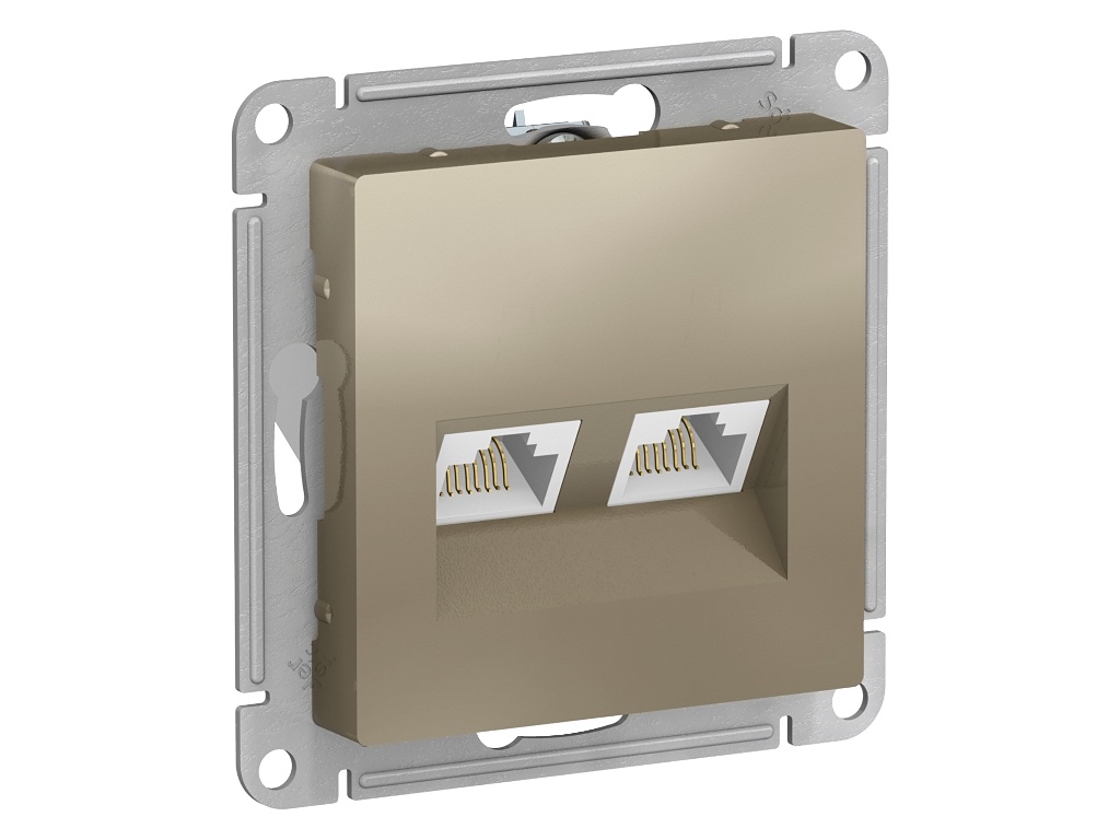 

Розетка Schneider Electric SE AtlasDesign RJ45+RJ45 cat.5E Champagne SE ATN000585, SE ATN000585