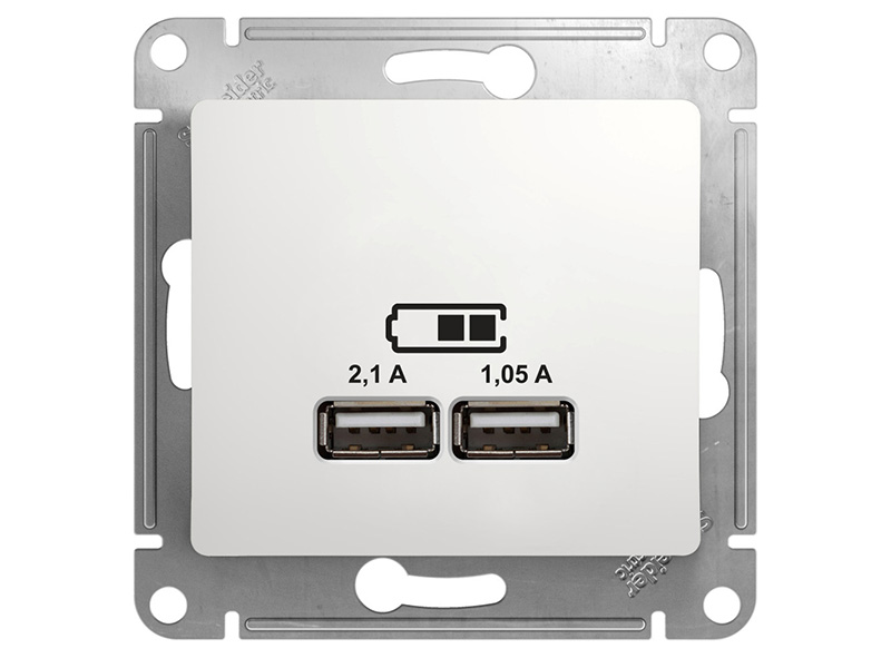 

Розетка Schneider Electric SE Glossa 2xUSB 5V White SE GSL000133, SE GSL000133