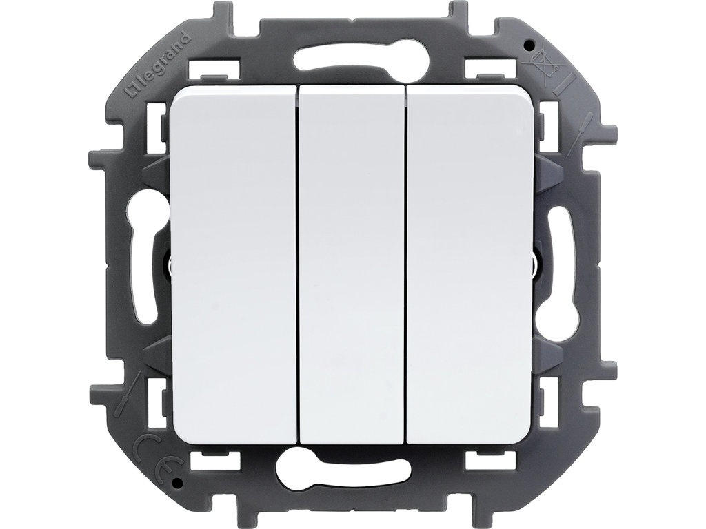 

Выключатель Legrand Inspiria трехклавишный 10AX 250В White 673640, Inspiria 673640