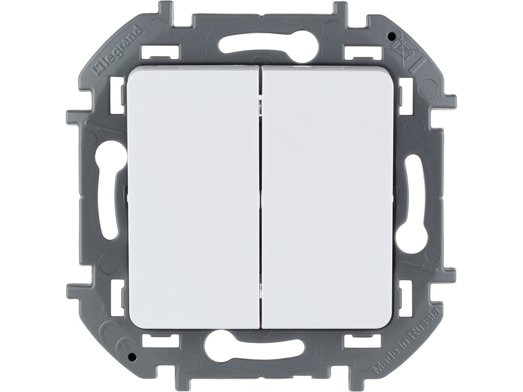 

Выключатель Legrand Inspiria двухклавишный 10AX 250В White 673620, Inspiria 673620