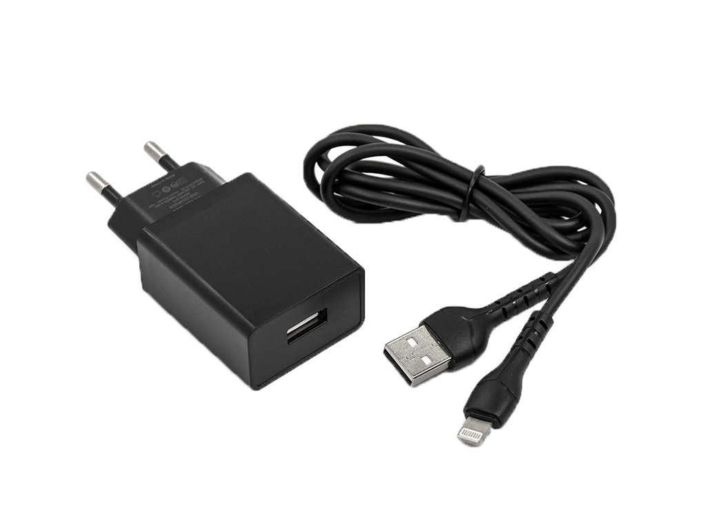 Зарядное устройство Mirex U16i 1xUSB-A 2.4A + кабель Lightning 1m Black 13701-U16iBK