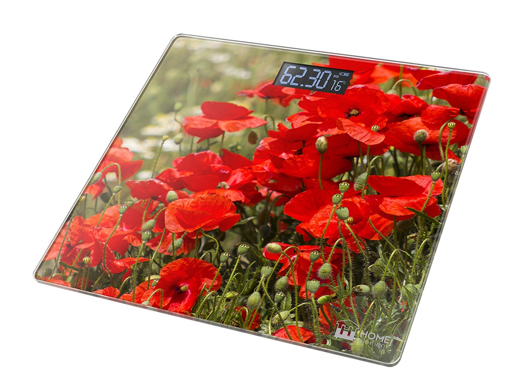 фото Весы напольные home element he-sc906 red poppies