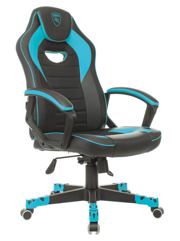 Компьютерное кресло Zombie Game 16 текстиль, эко.кожа Black-Light Blue компьютерное кресло zombie 8 black 1583069