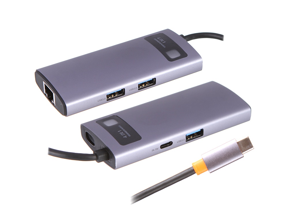 

Хаб USB Baseus Metal Gleam Series 4-in-1 Multifunctional Type-C HUB Docking Station Gray WKWG070113, WKWG070113