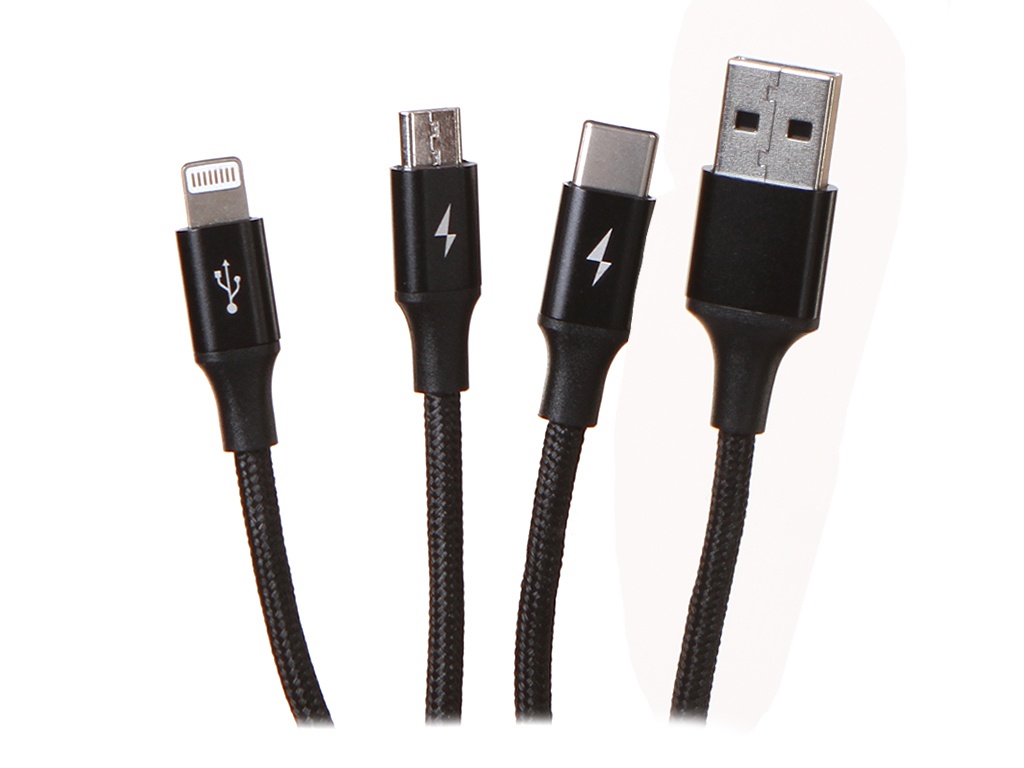 

Аксессуар Baseus Rapid Series 3-in-1 Cable For IP+Micro+Type-C 1.2m Black CAJS000001, CAJS000001
