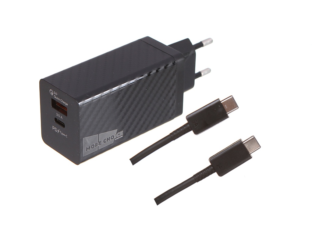 фото Зарядное устройство more choice smart nc76sa 2xusb 3.0а gan pd + qc65w для type-c black 4627151196701