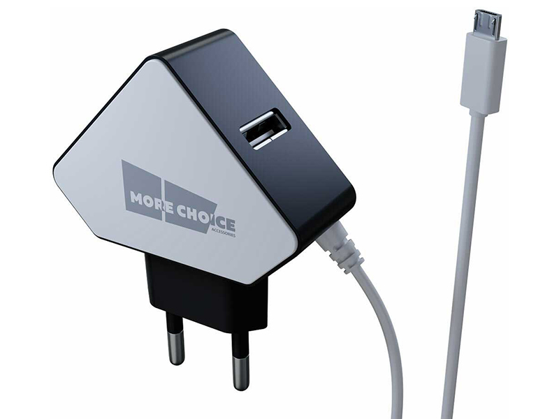 фото Зарядное устройство more choice nc42m 2xusb 1.5a + кабель microusb white-black 4627151193298