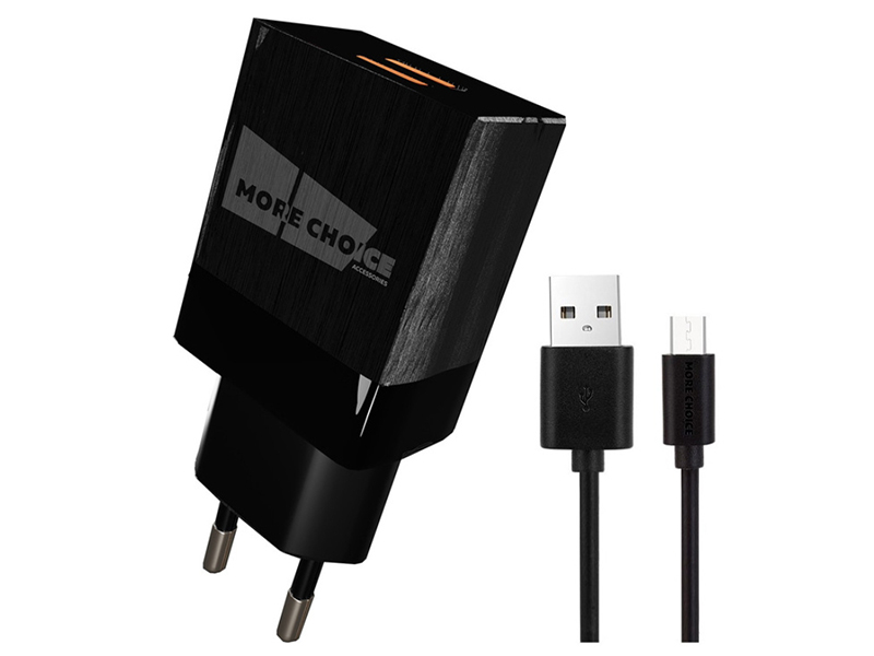 фото Зарядное устройство more choice nc24m 2xusb 2.1a + кабель microusb black 4627151196183