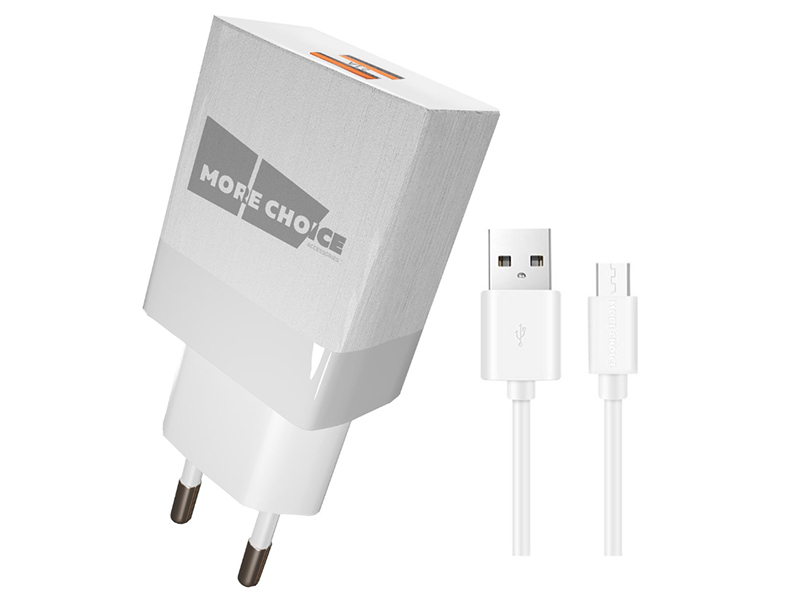 фото Зарядное устройство more choice nc24m 2xusb 2.1a + кабель microusb white 4627151196169