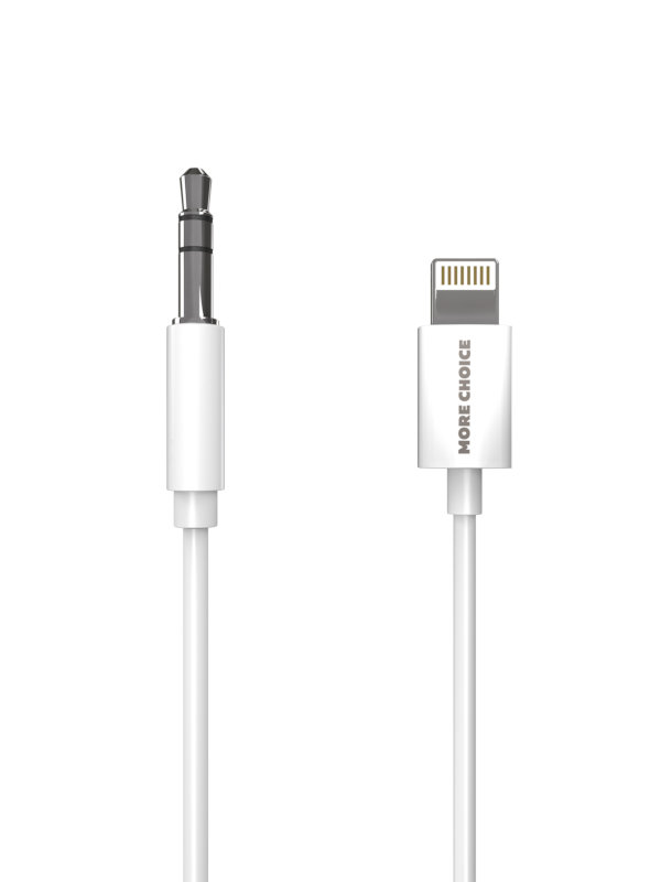 

Аксессуар More Choice UK22i AUX 3.5mm Lightning 8-pin 1m White 4627151198385, 4627151198385