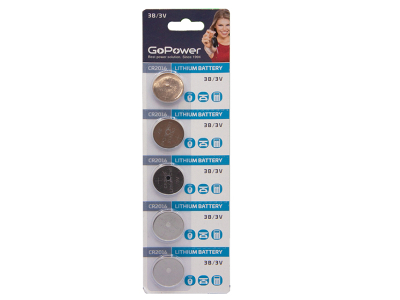 

Батарейка CR2016 - GoPower 5шт 00-00015605, 00-00015605