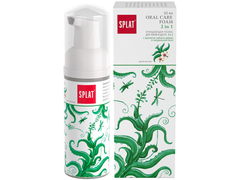 фото Пенка для полости рта splat oral care foam с ароматом алоэ и чайного дерева 50ml 115.01055.0101